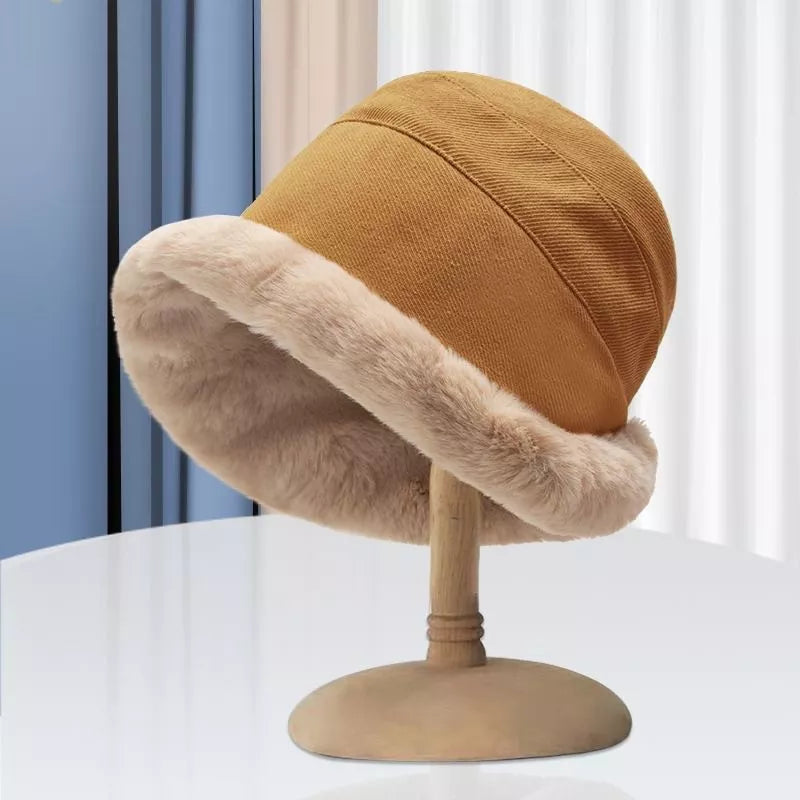 Dames Winter Bucket Hat – Warme Hoed met Zachte Rand