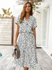 Zomerse midi-jurk met frisse print en korte mouwen