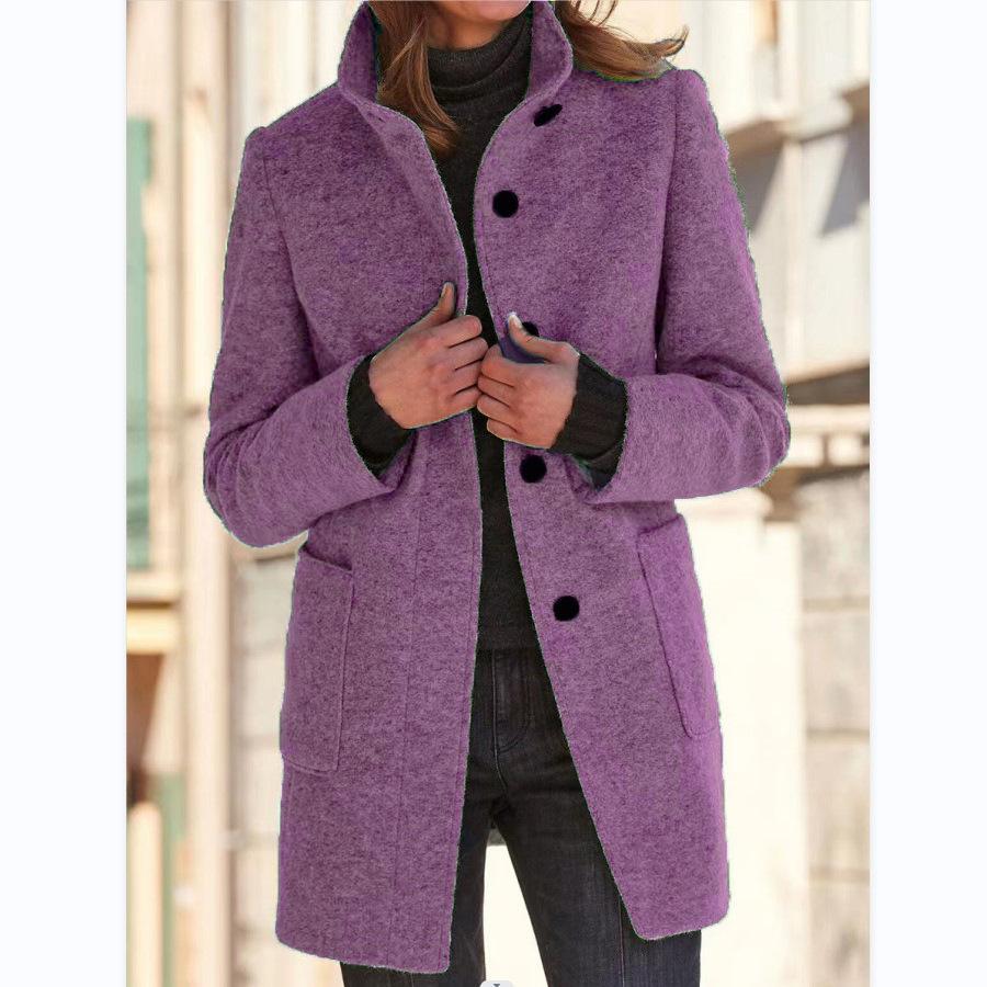 Dames Klassieke Winterjas – Retro Stijl met Knoopsluiting