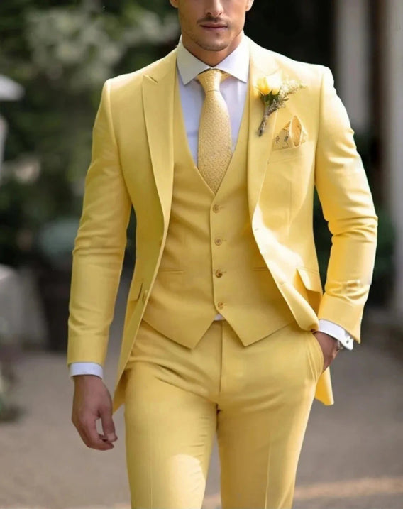 Herenpak 3 Delig Slim Fit met Gilet Klassiek Bruiloft Heren