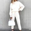 Dames huispak zacht 2-delig coltrui met hoge taille broek loungewear