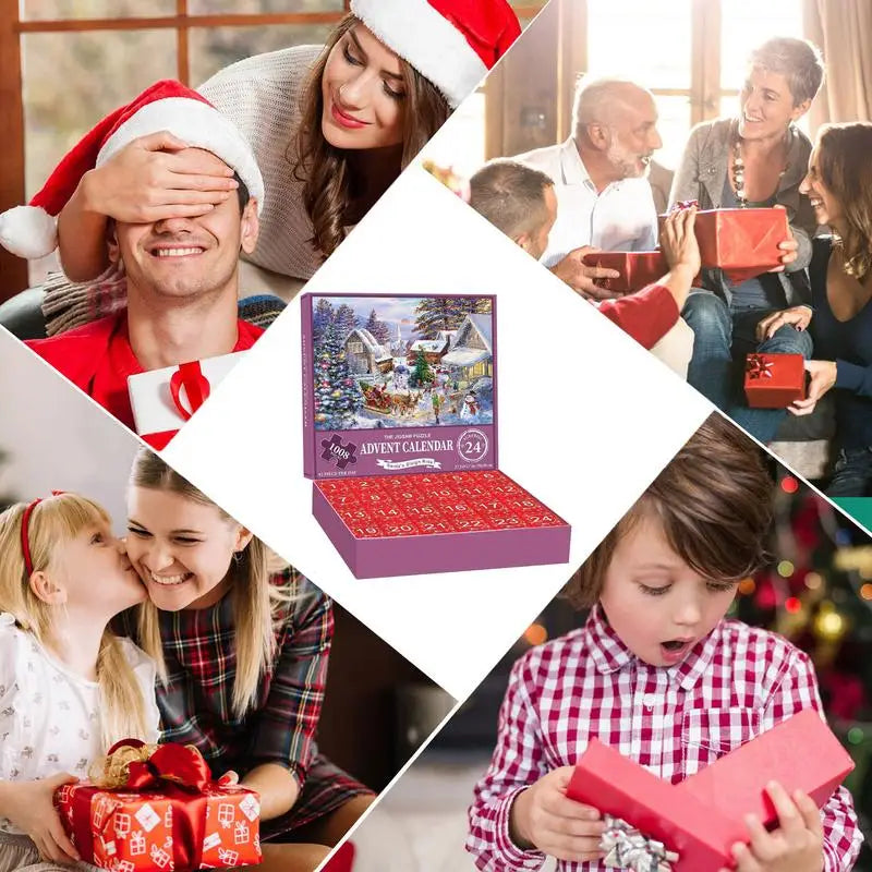 Puzzel Adventskalender met 24 Vakjes – 1008-Delige Kersteditie