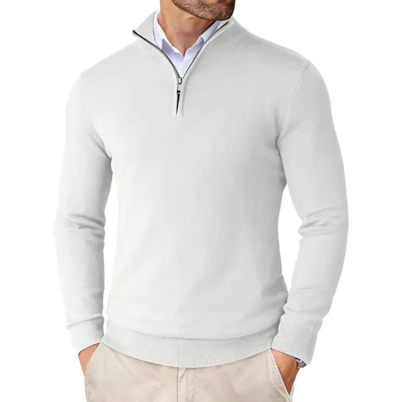 Heren pullover met halve rits en comfortabele pasvorm