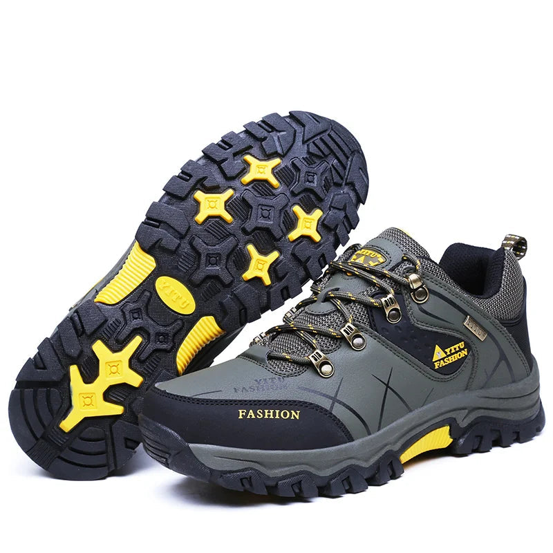 Heren Outdoor Sneakers – Duurzaam Leer & Ademend Mesh met Gripzool