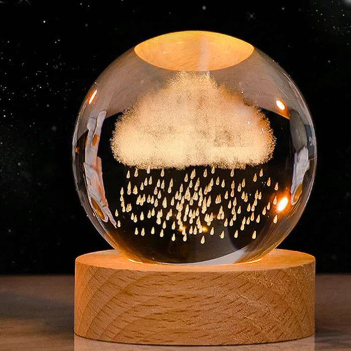 Lichtgevende Bol met 3D Planeten Gravure