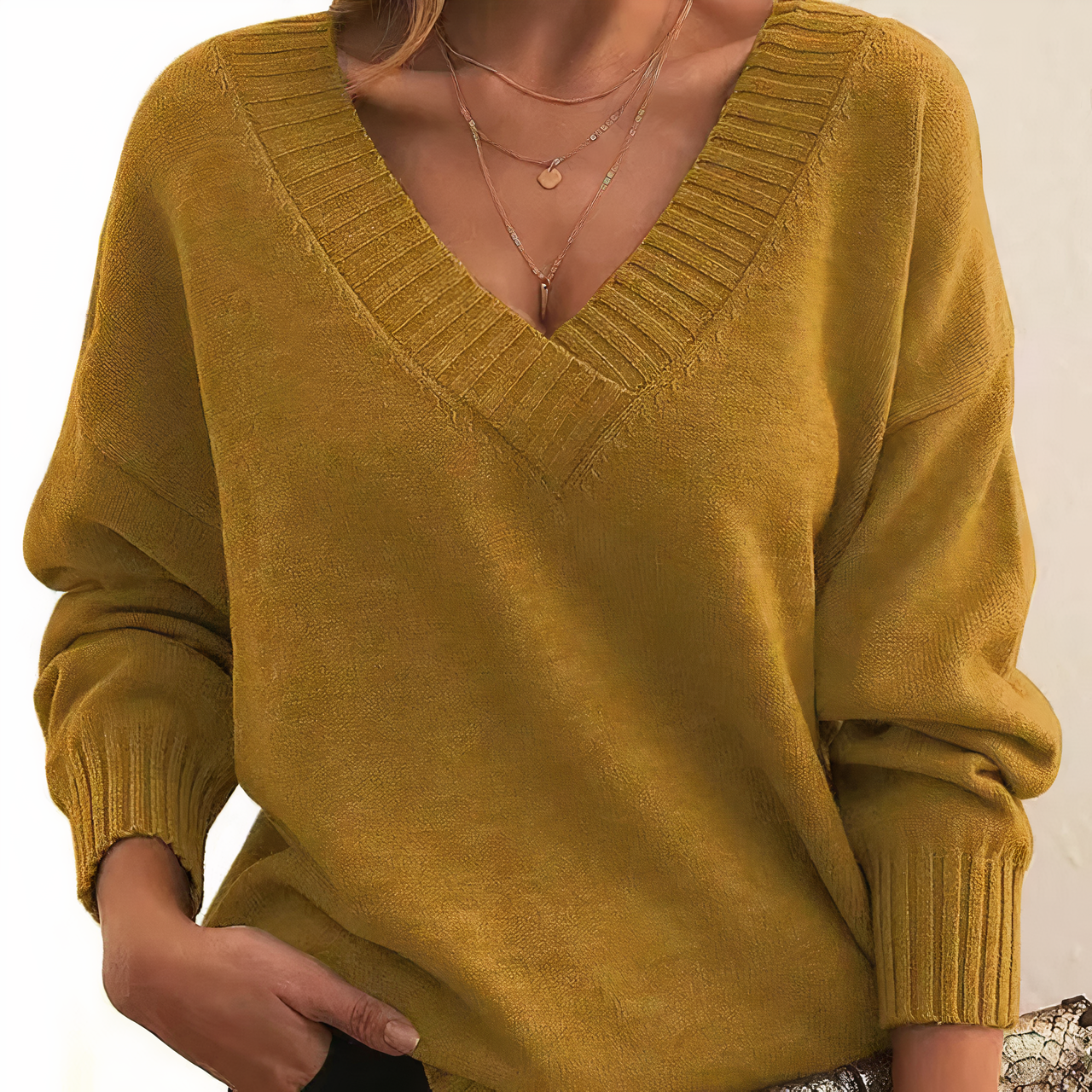 Dames V-Hals Trui – Zachte Comfort Sweater met Elegante Pasvorm