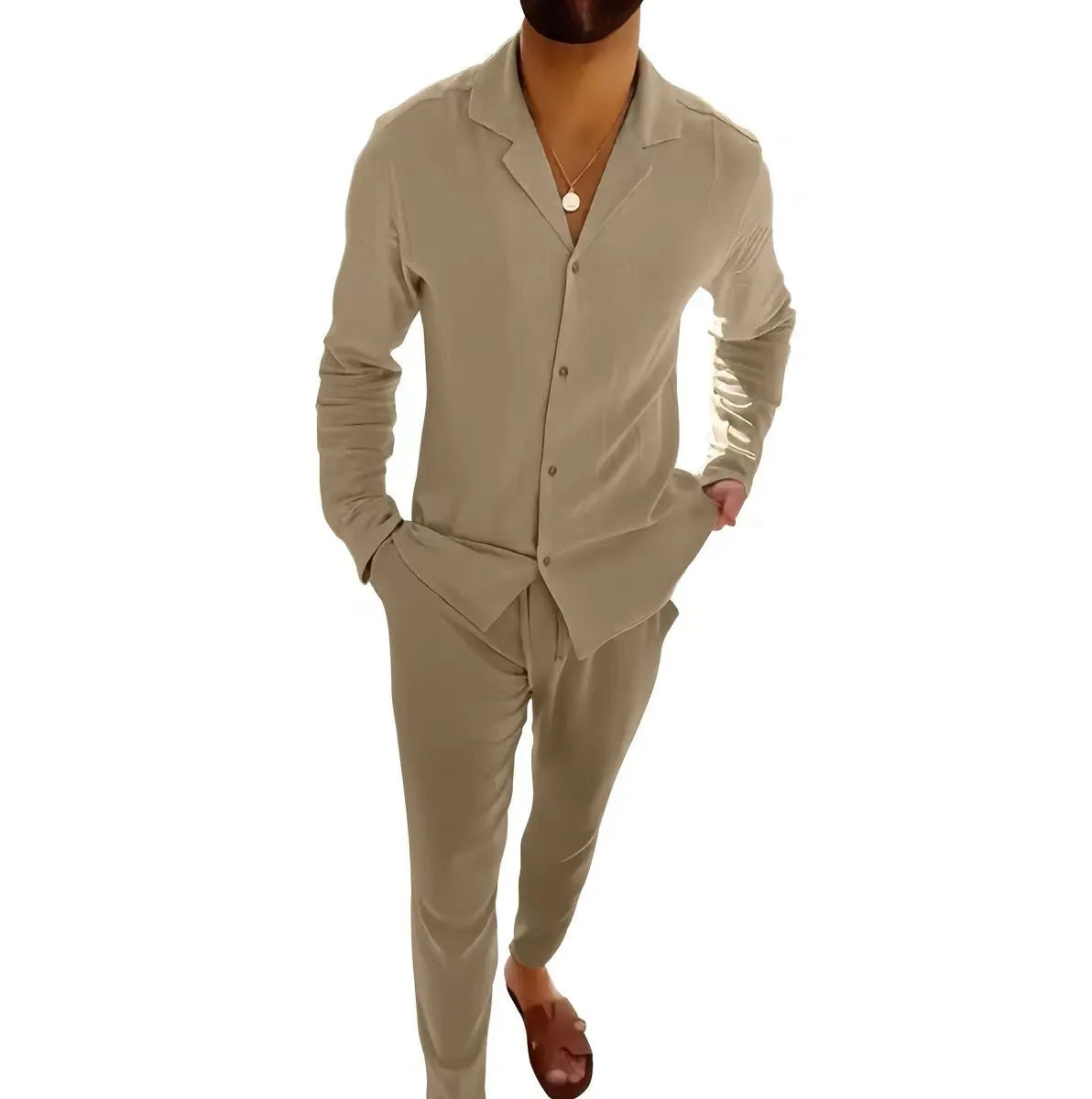 2-delig Herenpak Slim Fit Katoen Effen Design