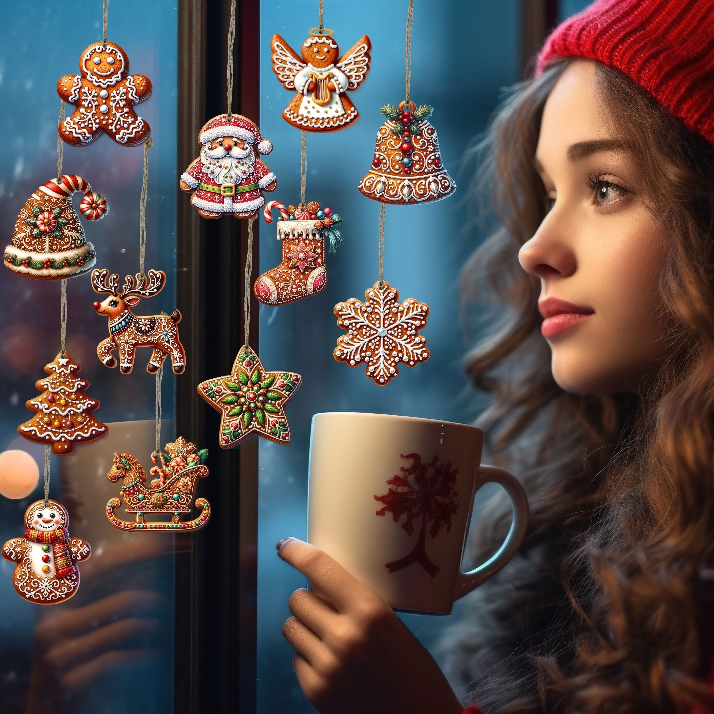 Gingerbread Kerstornamenten – Set Decoraties voor Boom & Interieur