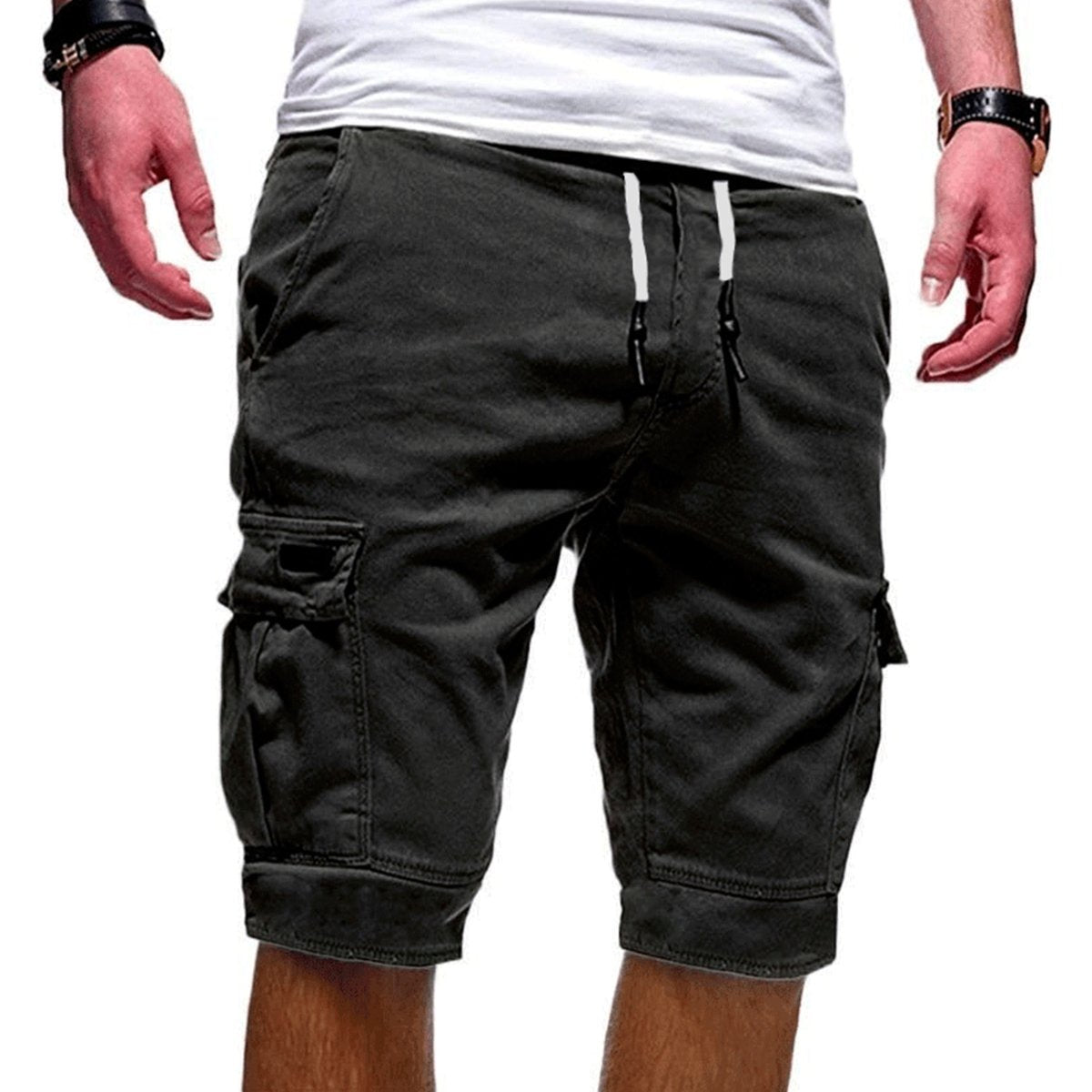 Heren Cargo Shorts met Elastische Tailleband en Zakken
