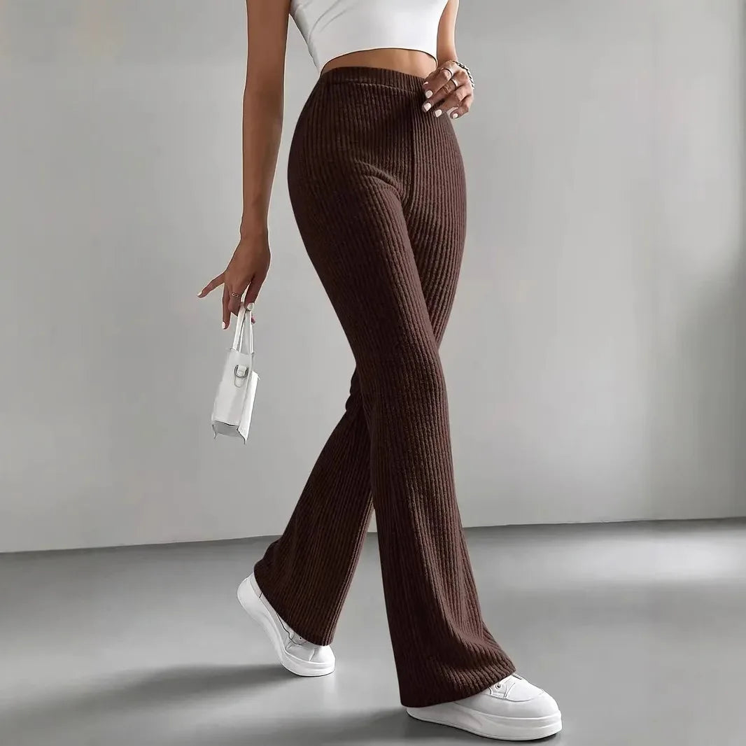 Comfortabele Hoge Taille Broek met Flared Pijpen