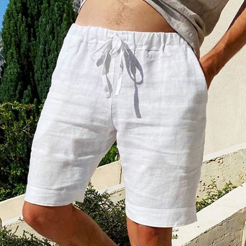 Linnen Heren Short met Ademend Materiaal en Elastische Tailleband