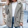 Oversized Damesjas Teddy Stof Dubbele Knopen Casual Look