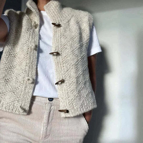 Gebreid Vest met Opstaande Kraag voor Dames