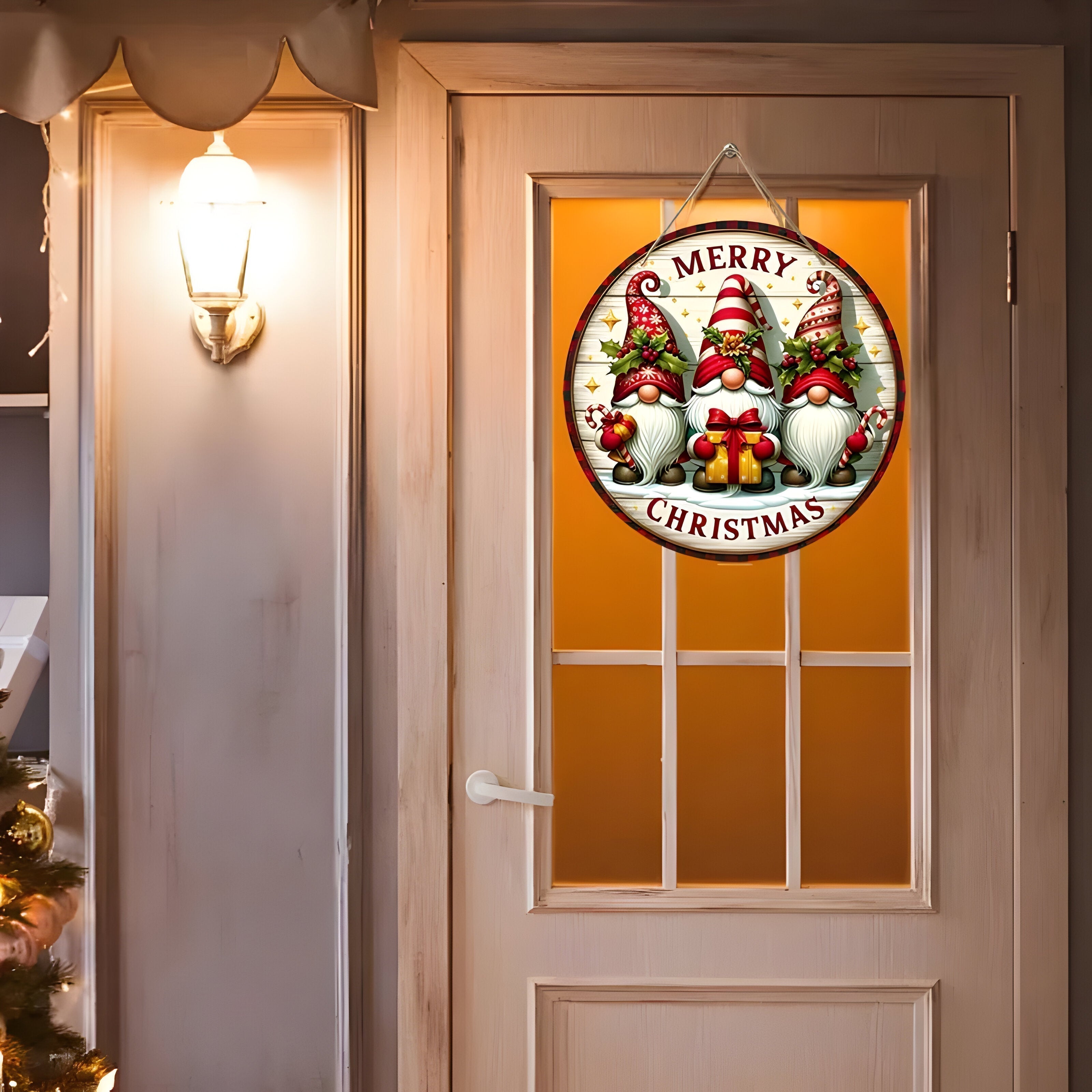 Merry Christmas Gnome Deurhanger – Feestelijke Kerstdecoratie