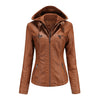 Elegante Leren Damesjas met Dubbele Rits en Capuchon