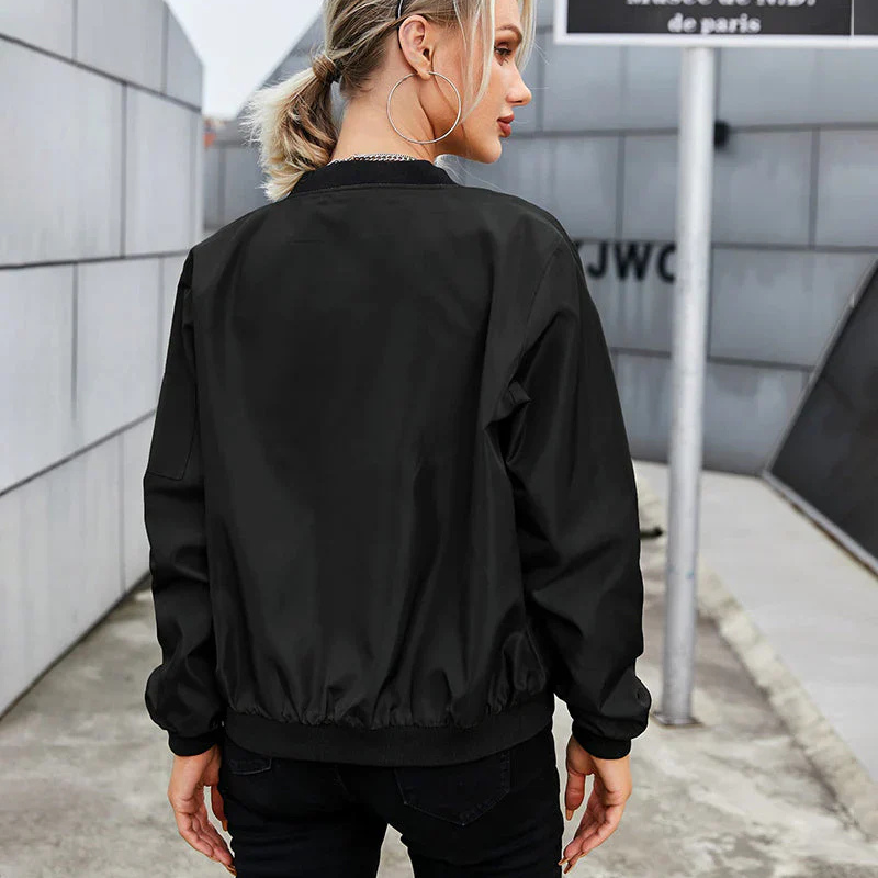 Dames Bomberjacke Lang Mouwen Met Rits