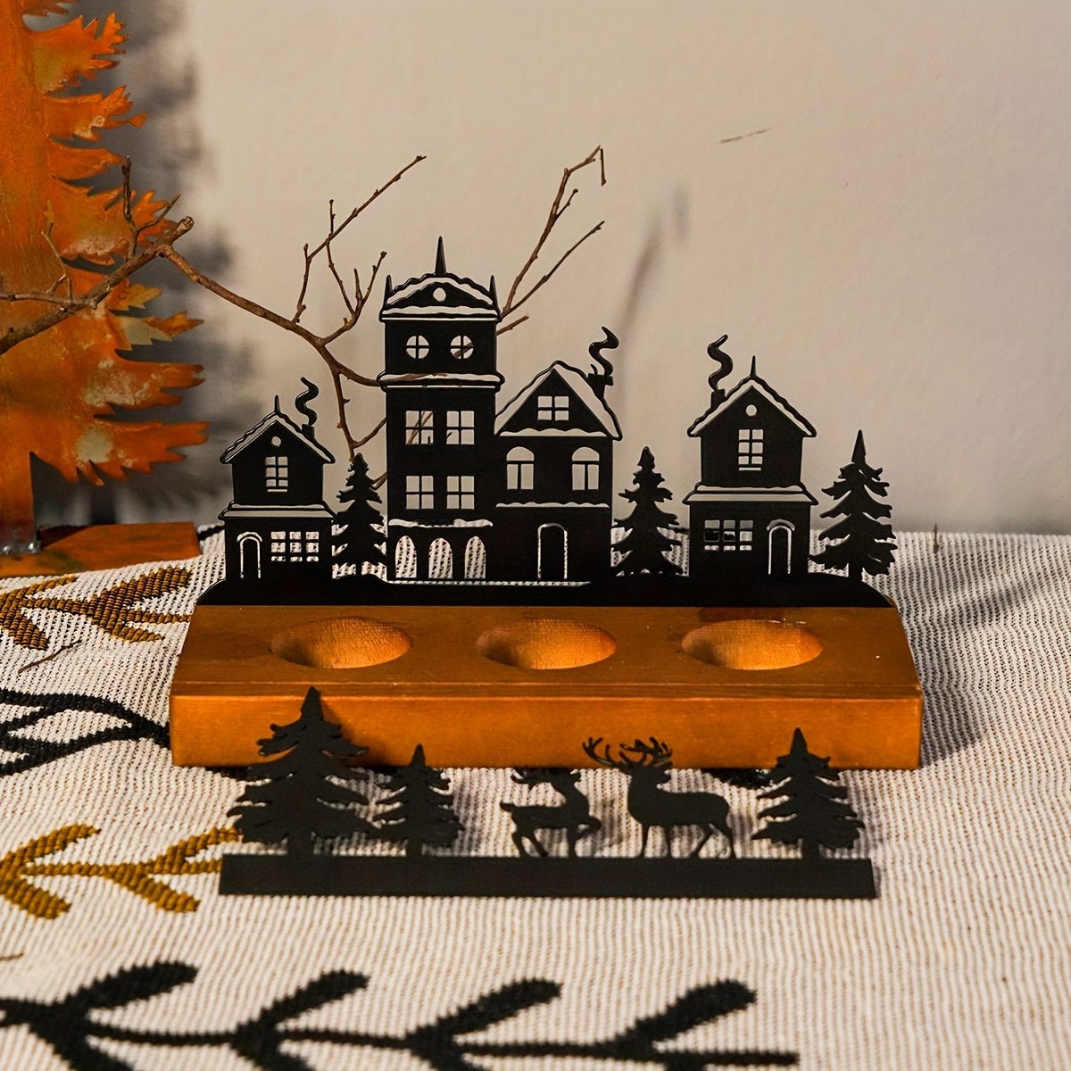 WinterWood - Houten Kerst Kaarsenhouder-mezamstore.nl