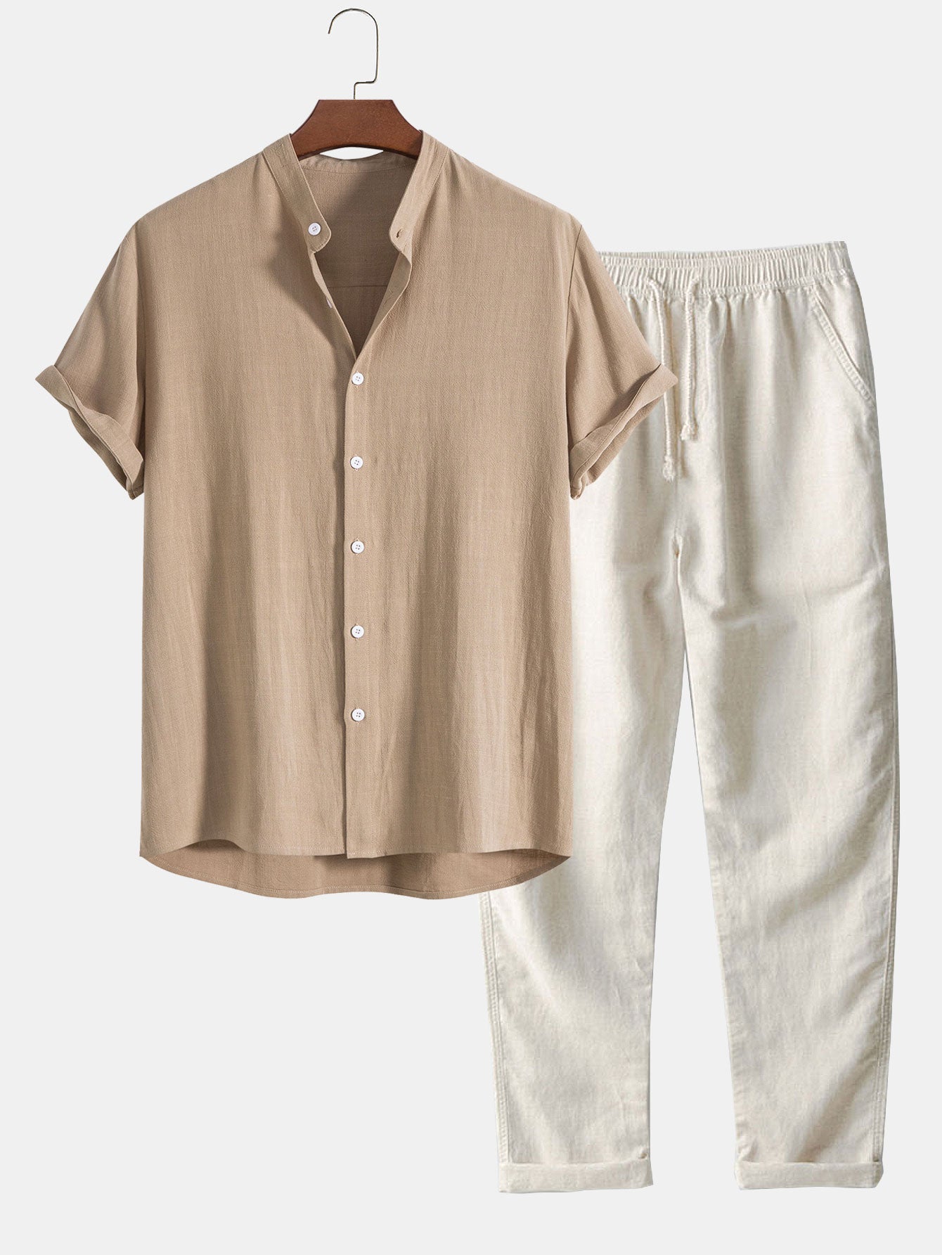 Heren Zomerset Tweedelig Korte Mouw Rechte Broek Casual Fit