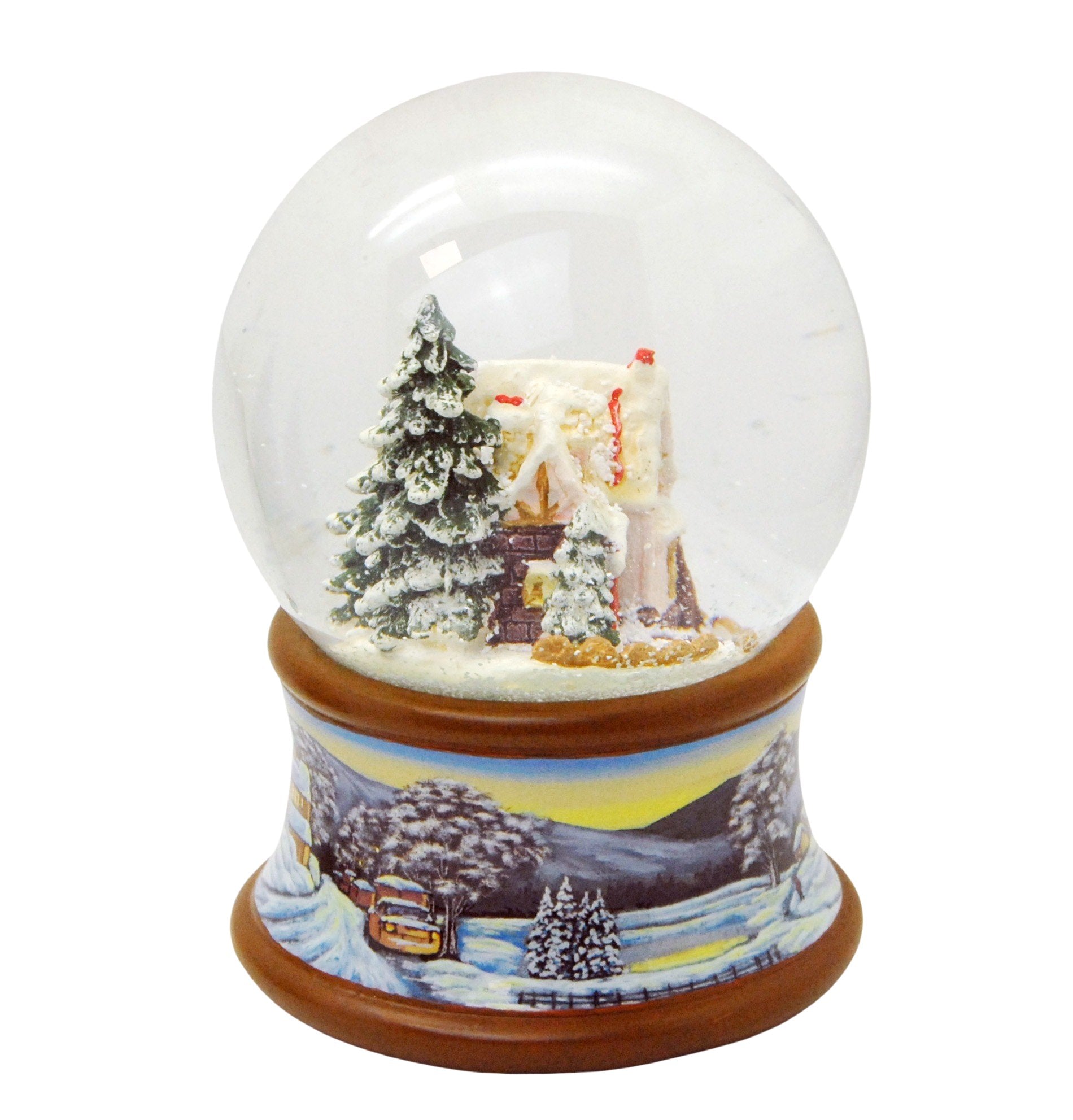 Nostalgische sneeuwbol met suikerbakkershuis en muziekdoos 14 cm-mezamstore.nl