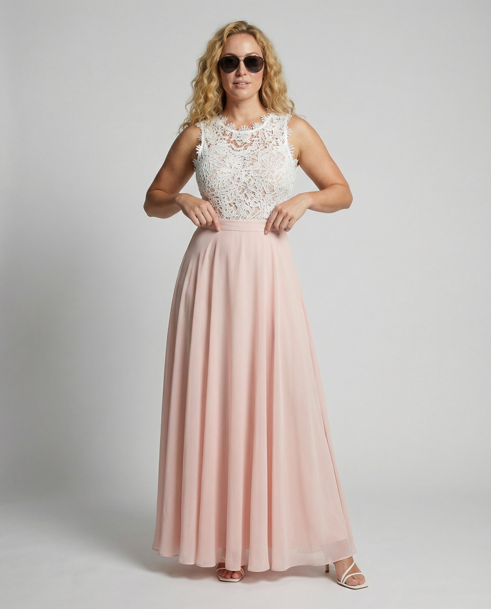 Maxi Jurk Dames Mouwloos Kanten Top Elegante Pasvorm Dames