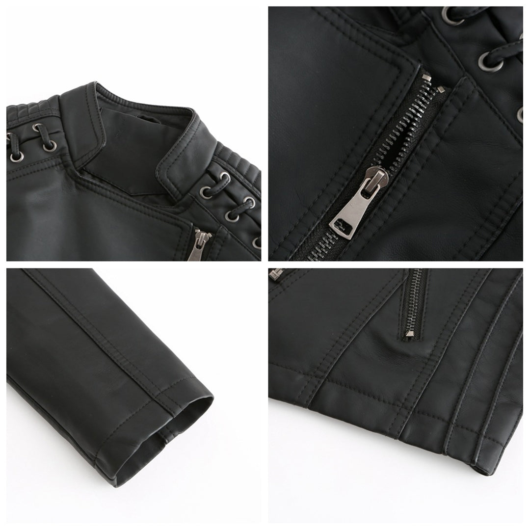 Trendy Dames Bikerjack met Studdetails en Asymmetrische Rits