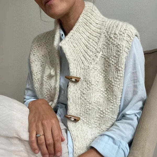 Gebreid Vest met Opstaande Kraag voor Dames