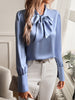 Elegante Blouse met Schleifenkragen | Luxe Polyester | Vrouwelijke Stijl-mezamstore.nl