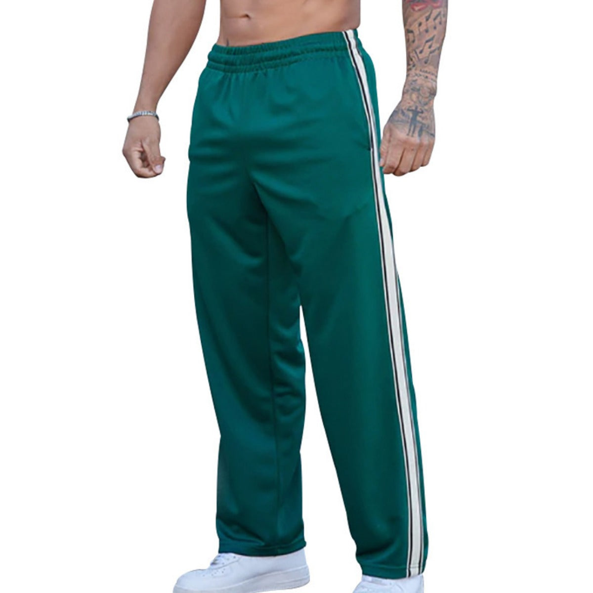 Heren Joggingbroek – Sportieve Broek met Rechte Pasvorm en Zijstrepen