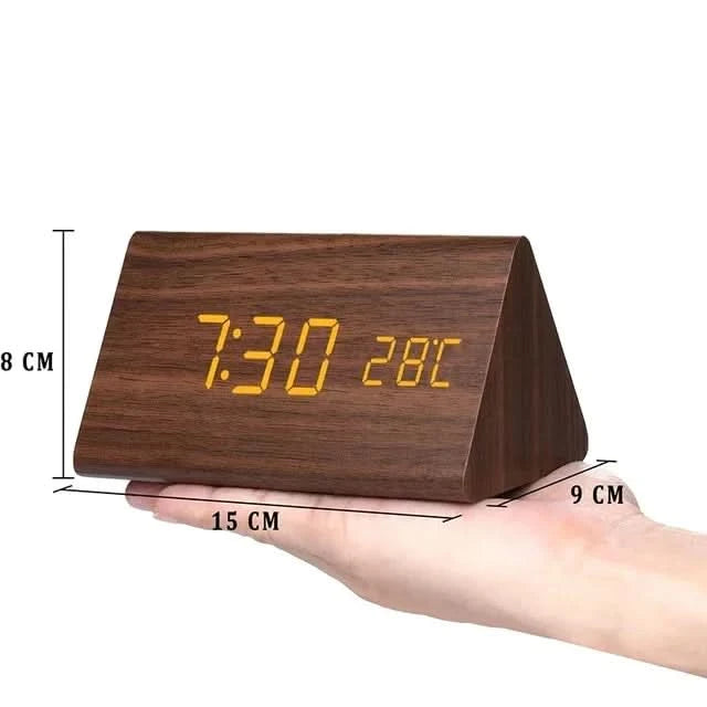 Digitale Houten LED Wekker – Modern Design met Temperatuurweergave