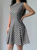 Mouwloze A-lijn Jurk met Vintage Ruitprint