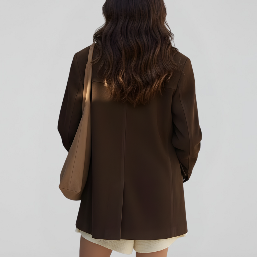 Dames Suède-Look Jas – Elegant & Tijdloos Herfstmodel