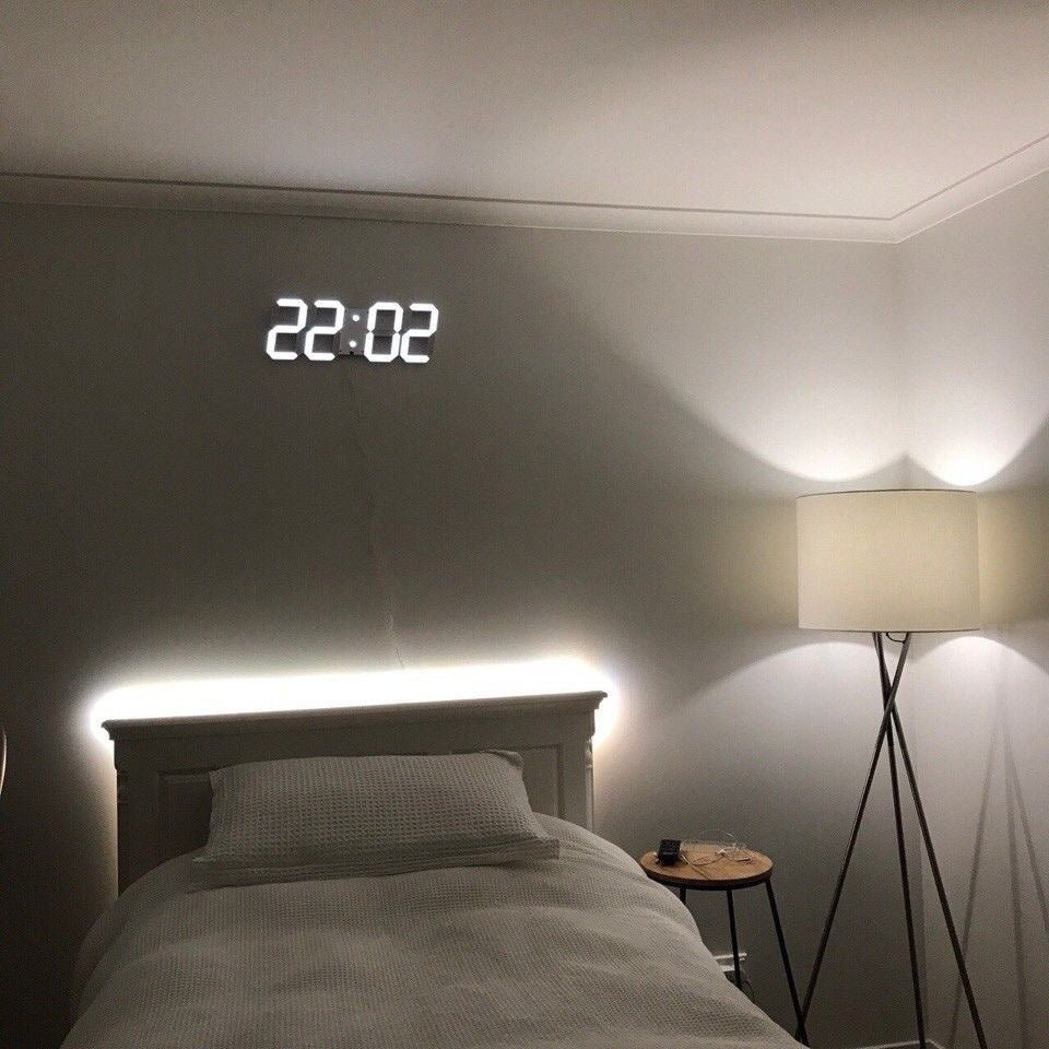 Moderne LED Digitale Wandklok – Dimbare 3D Tijd Display