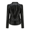Elegant Leren Jasje met Asymmetrische Rits en Reverskraag