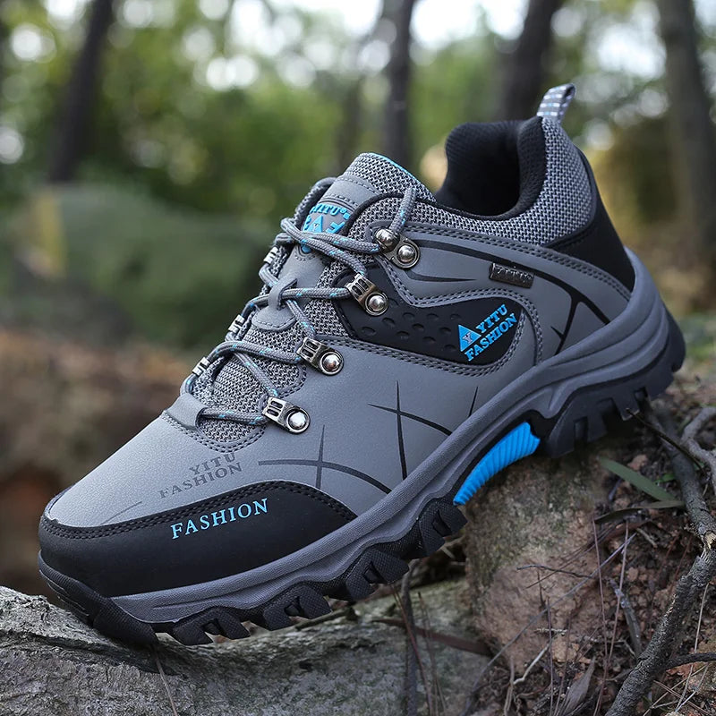 Heren Outdoor Sneakers – Duurzaam Leer & Ademend Mesh met Gripzool