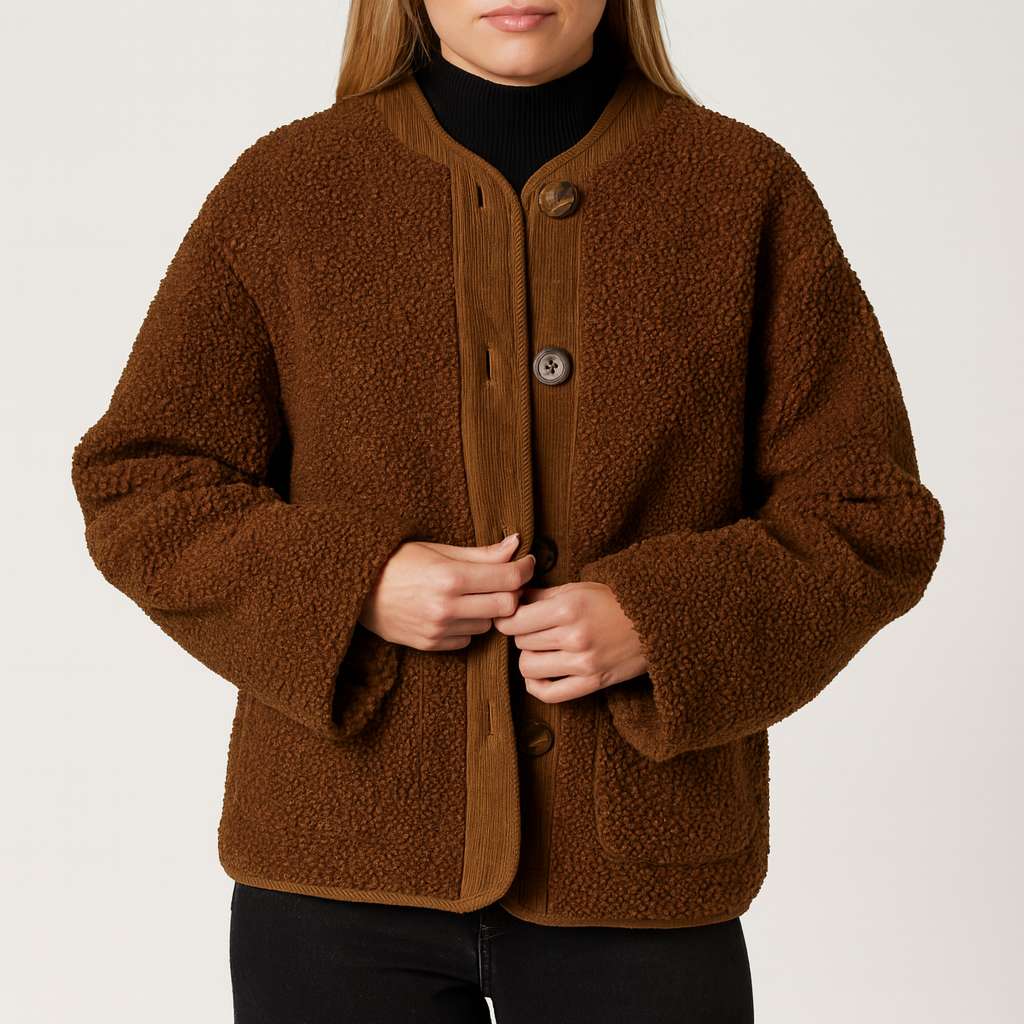 Dames Fleece Jas met Knoopsluiting Herfst Winter