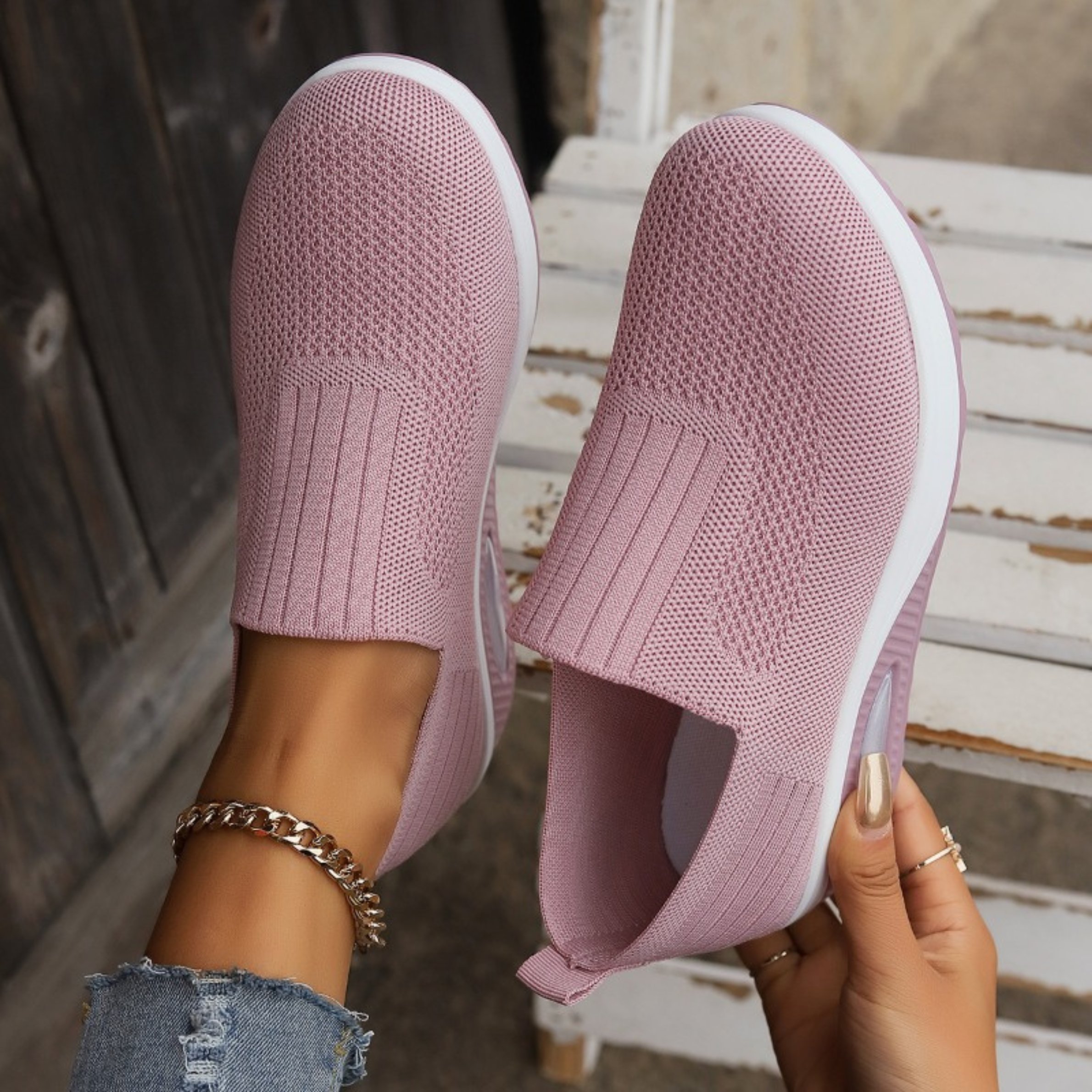 Sneakers Dames Slip On Wedgezool Comfortabele Instappers