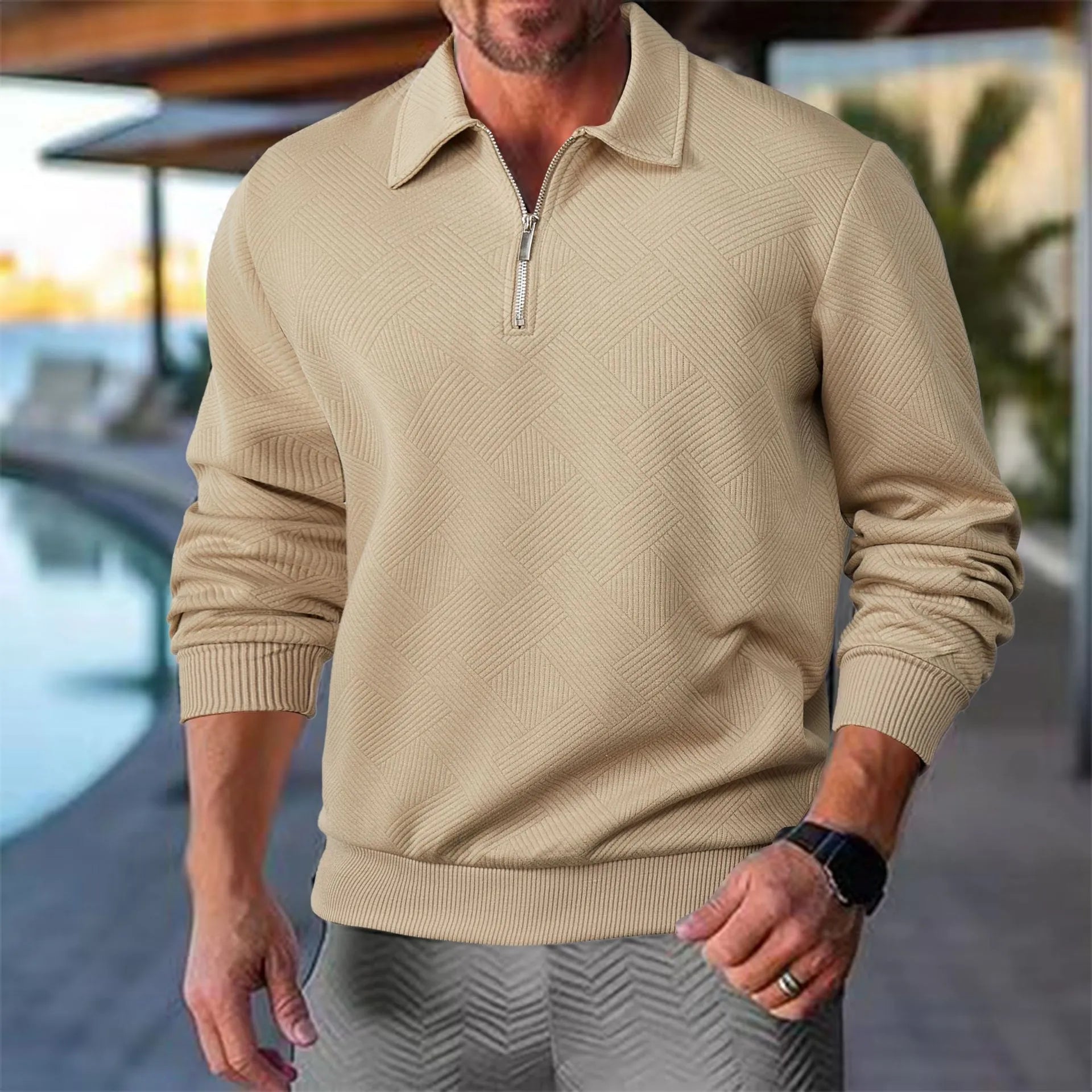 Herren Strickpullover mit Zipper – Bequemer Halbzip Pullover