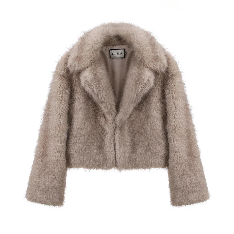 Dames Zachte Winterjas – Elegante Faux Fur Kort Jack