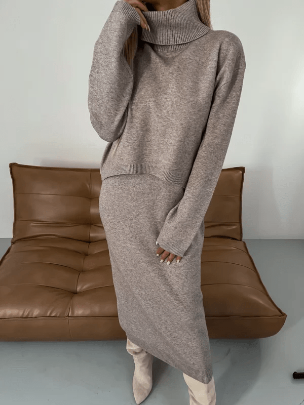 Rollneck Trui en Jurk Set voor Veelzijdige Looks