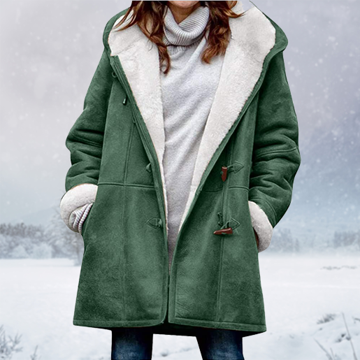 Dames winterjas – Warme sherpa jas met capuchon en toggle-sluiting