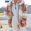 Oversized pluche fleece vest met rits en capuchon