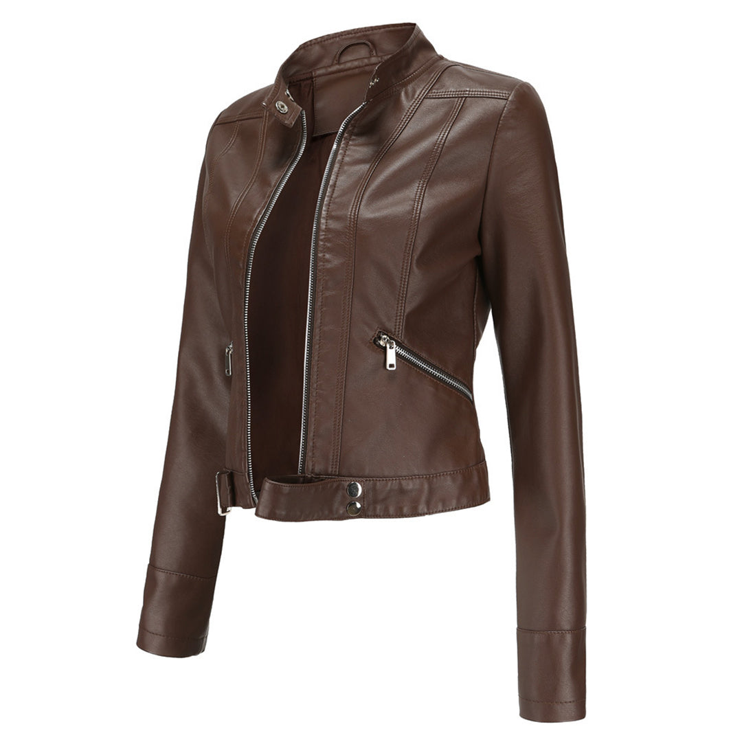Trendy Dames Bikerjas met Ritssluiting en Verstelbare Taille