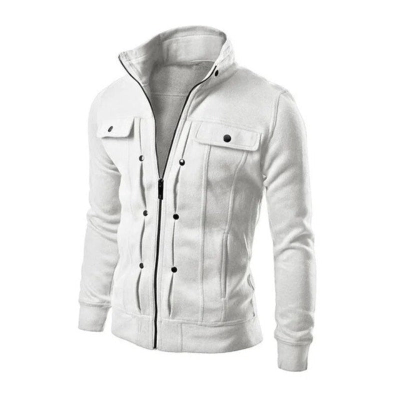 Heren Casual Jas – Stijlvolle Zip Jacket met Hoge Kraag