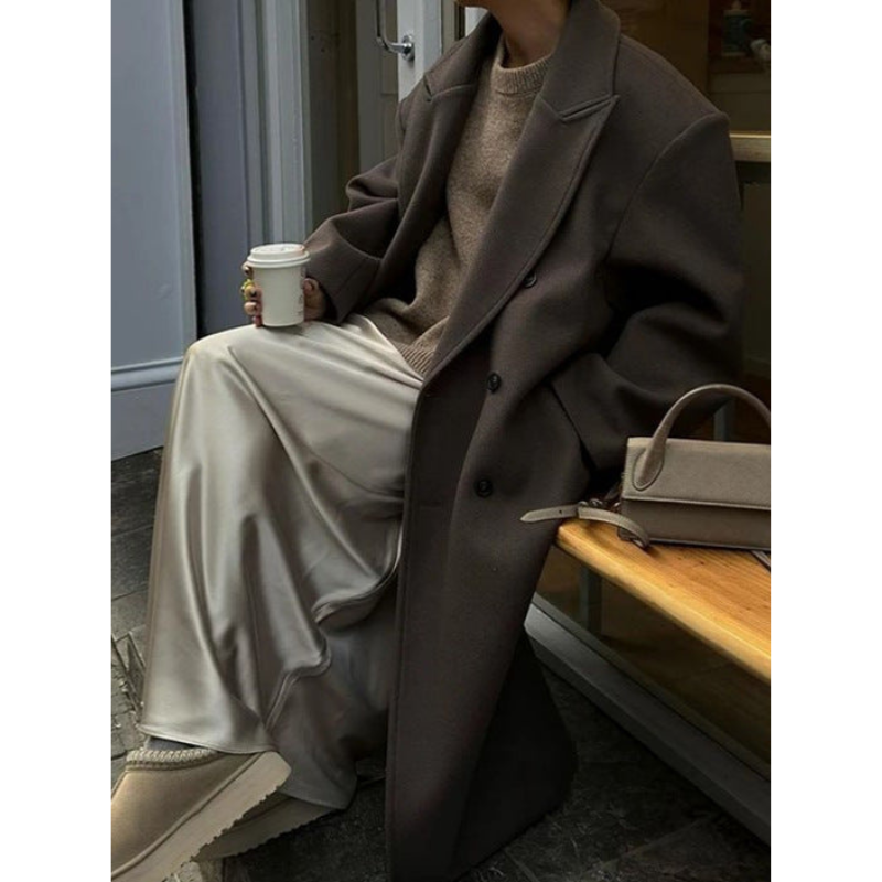 Dames Lange Elegante Mantel – Stijlvolle Overjas met Klassieke Snit