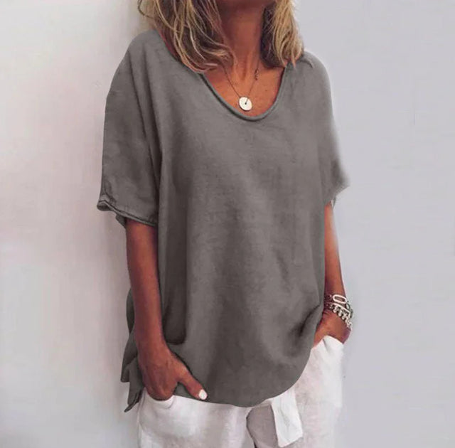Comfortabele Luchtige Blouse met V-Hals voor Dames