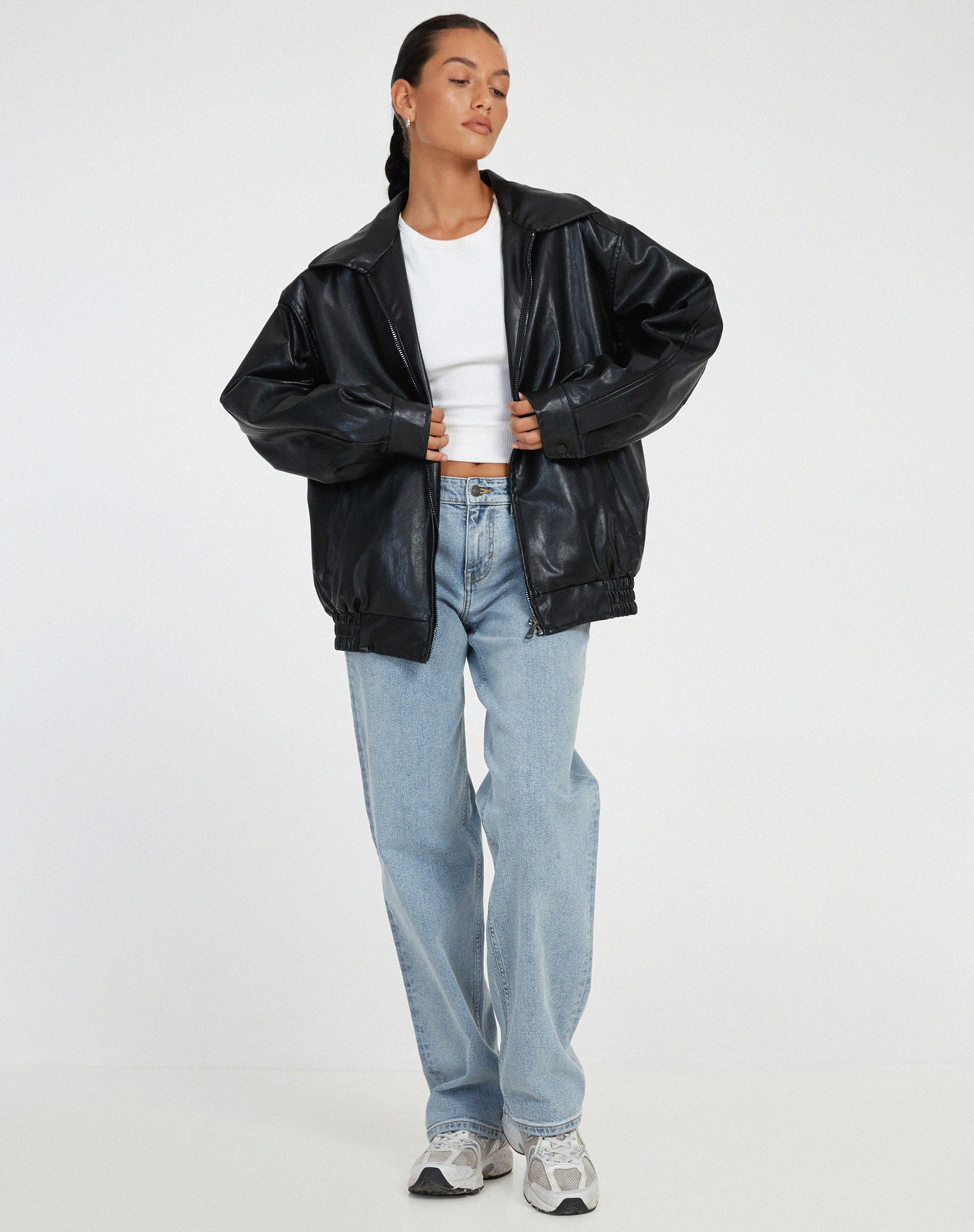 Luxe Oversized Leren Zomerjas voor Dames