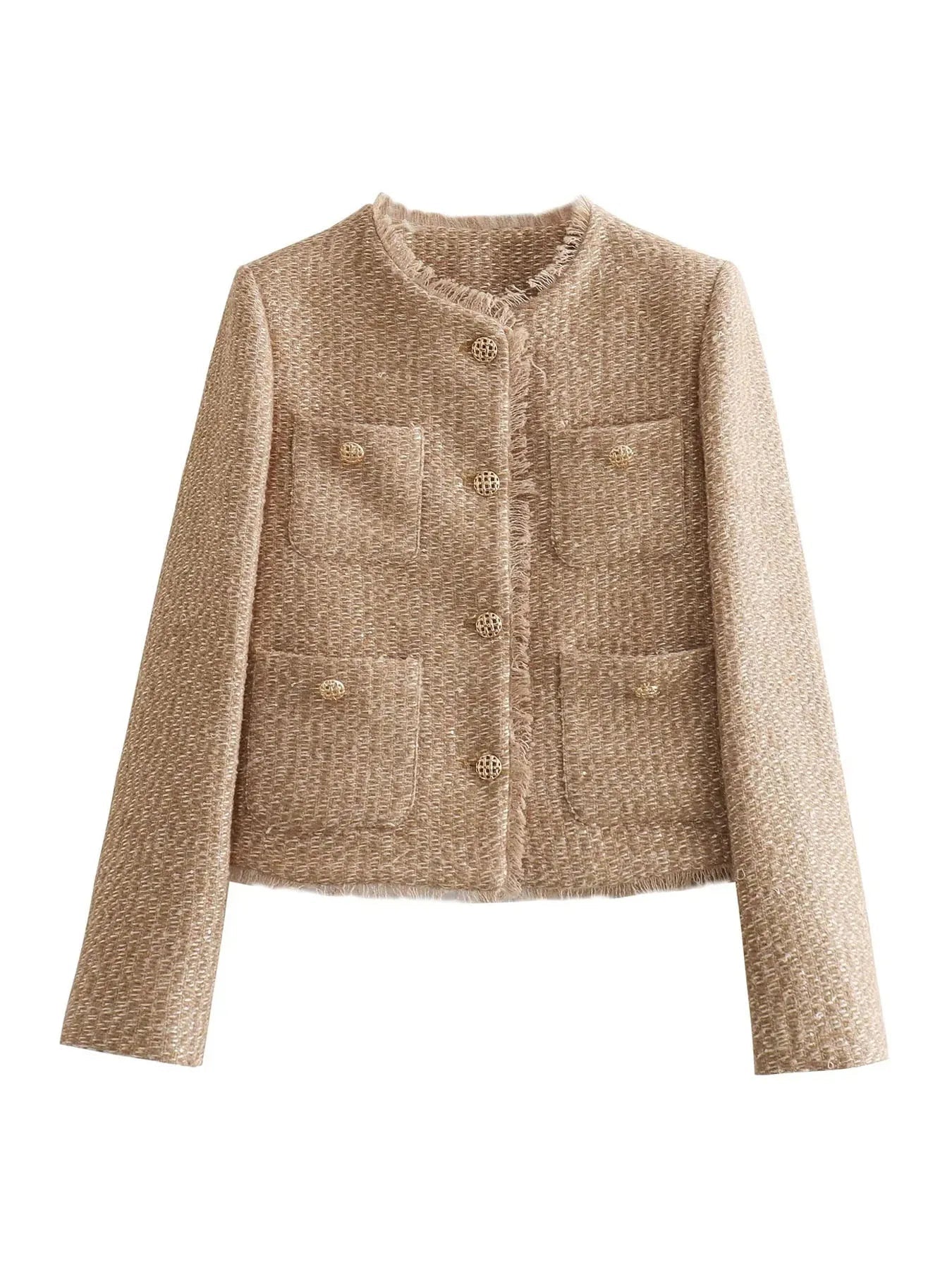 Tweed Blazer met Vintage-Chic en Stijlvolle Pasvorm