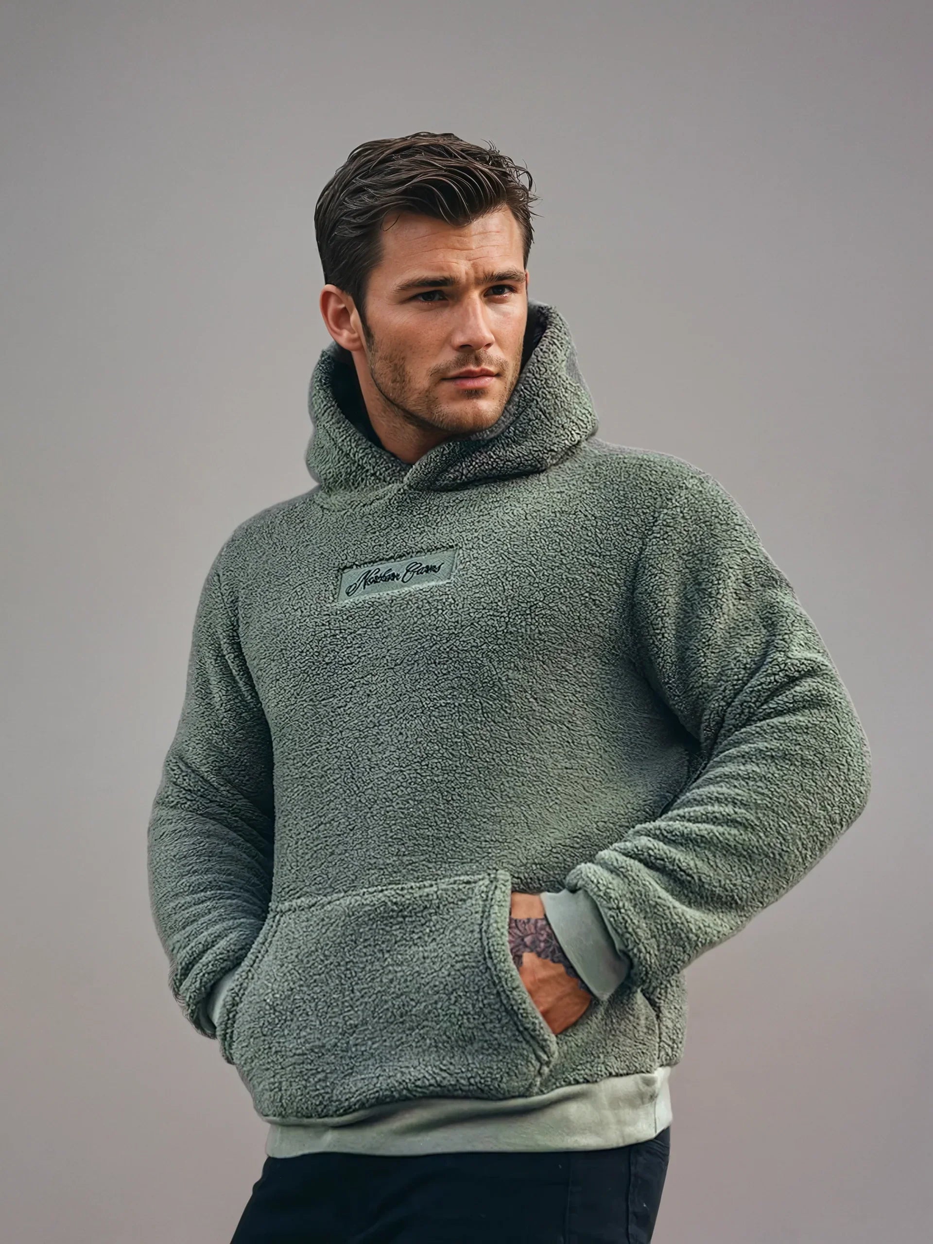 Heren Hoodie van Superzacht Plüschmateriaal voor Luxe Comfort-mezamstore.nl