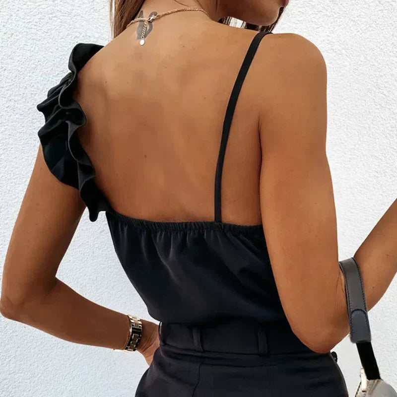 Mouwloze Top met Ruches – Elegant en Luchtig Design