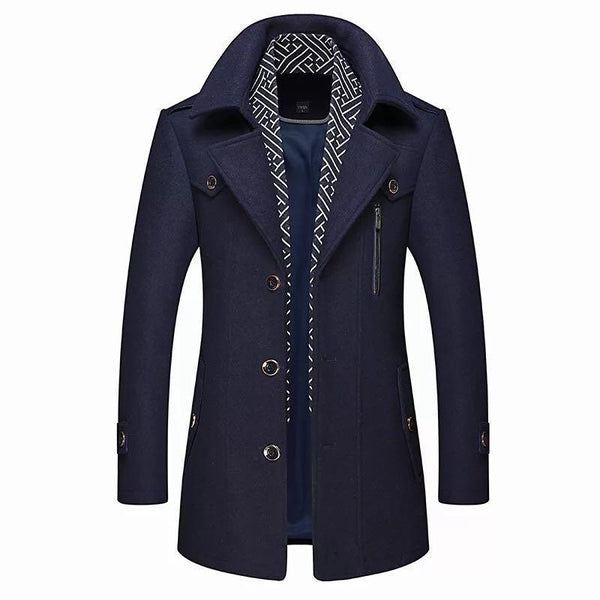 Klassieke heren winterjas met afneembare kraag en slim fit